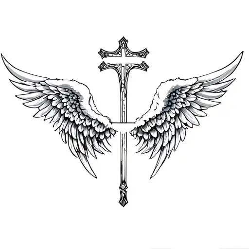 angel halo, wings and cross on wrist tattoo design tattoo design idea