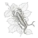 scorpion on ginkgo biloba leaves tattoo design idea
