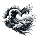 wave heart tattoo design idea
