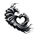 wave heart tattoo design idea