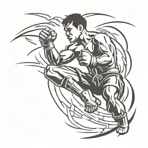 fighting kickboxing and never surrender with an unbreakable spirit  tattoo design idea
