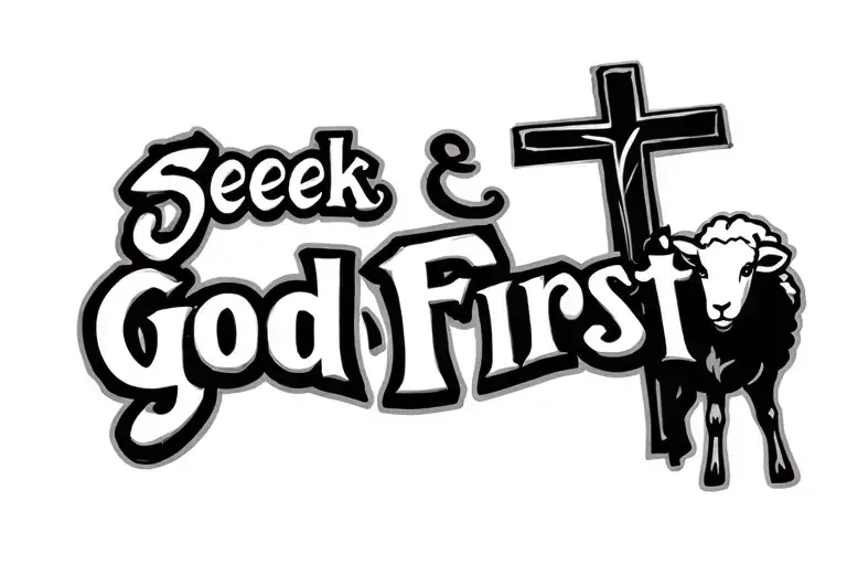 "Seek God First" Cross and Lamb tattoo design idea