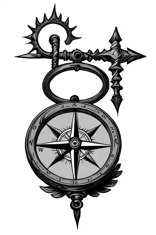Compass Fortune Favors tattoo design idea