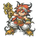 crono from chrono trigger fighting tattoo design idea