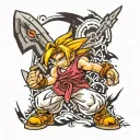 crono from chrono trigger fighting tattoo design idea