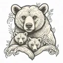 mother bear and cub tattoo design idea