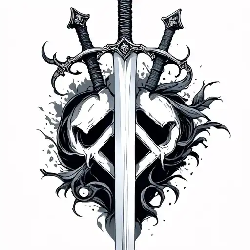 duality,sword,anger,peace tattoo design idea
