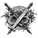 duality,sword,anger,peace tattoo design idea