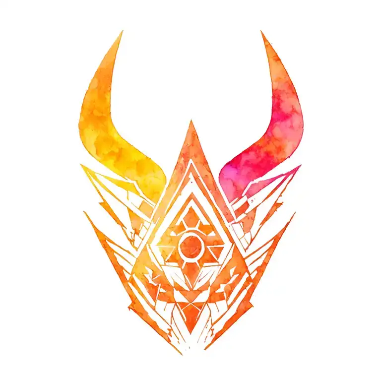 tattoo on the shoulder in the center, graphic pattern of Maoki geometry, with references to Marvel and the Vikings on th tattoo design idea