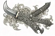 A terrifying, deadly-looking killer knife with a menacing aura. tattoo design idea