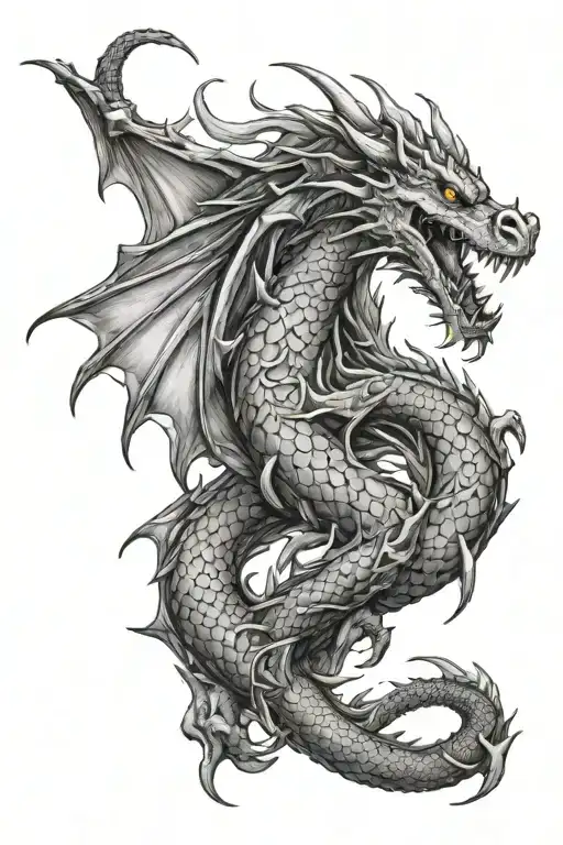 dragon breathing fire tattoo design idea