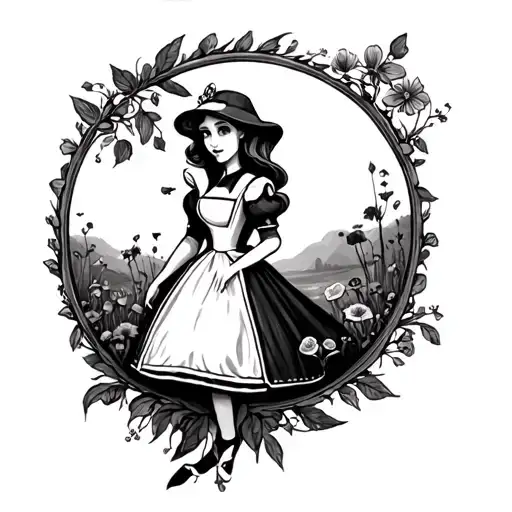 Alice wonder land tattoo design idea