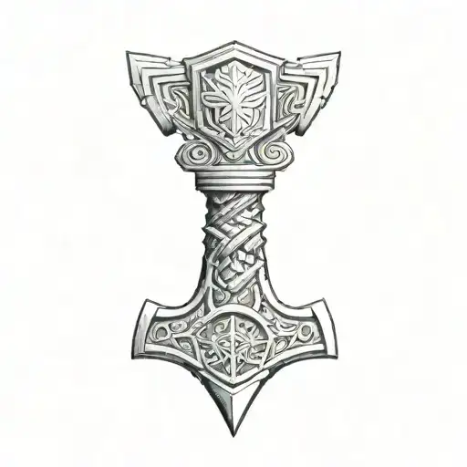 thor's hammer tattoo design idea