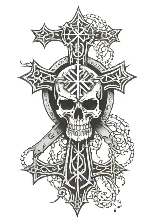 present the 8-armed "Swarożyc" symbol of Old Polish Slavs with Old Polish runes torn apart by the Cross  tattoo design idea