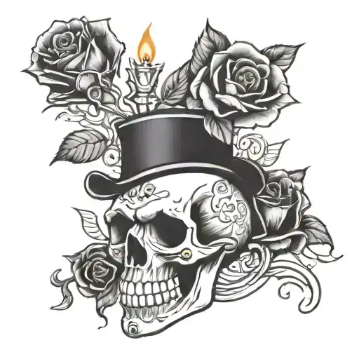 skull rose cigar shotglass black cat candle tattoo generator music notes  tattoo design idea