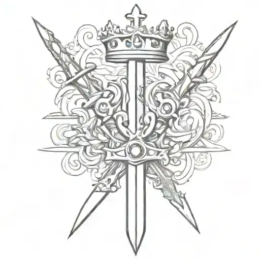 sword and crown tattoo design idea