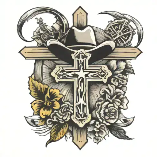 Cowboy Cross and battlefield cross incorporated tattoo design idea