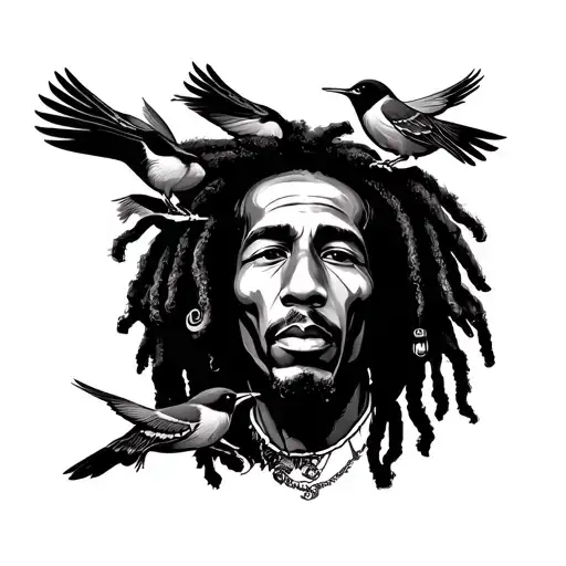 Bob Marley Three Little Birds tattoo design idea
