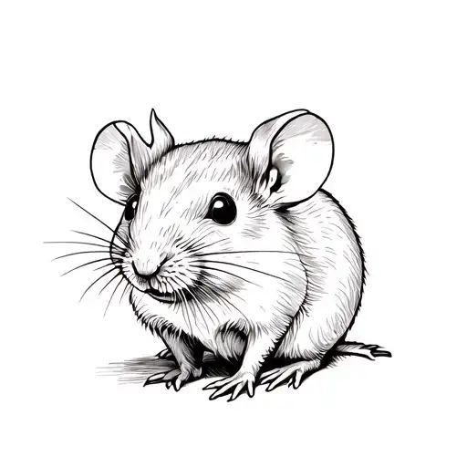 rat botanical garden sketch tattoo design idea