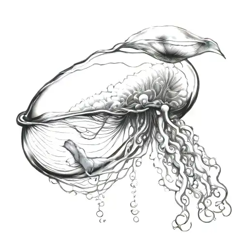 Jellyfish or whale, incorporate yoga as well tattoo design idea