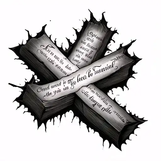 a tattoo of the skin ripped up in the shape of a cross with a bible verse that lays under the skin tattoo design idea