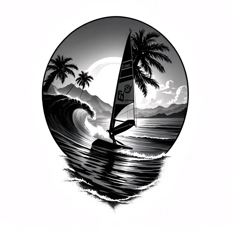 WINDSURF WAVE SUN PALM DESERT 8525 tattoo design idea