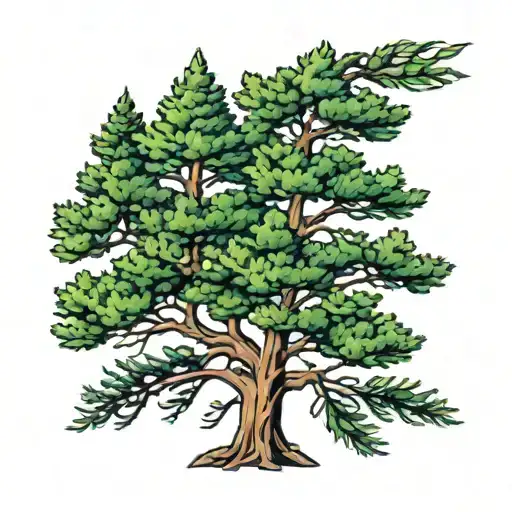 lebanon cedar tree tattoo design idea