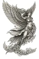Valkyrie flying wings spread tattoo design idea