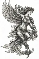 Valkyrie flying wings spread tattoo design idea