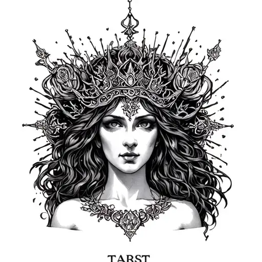 the hanged empress tarot tattoo design idea