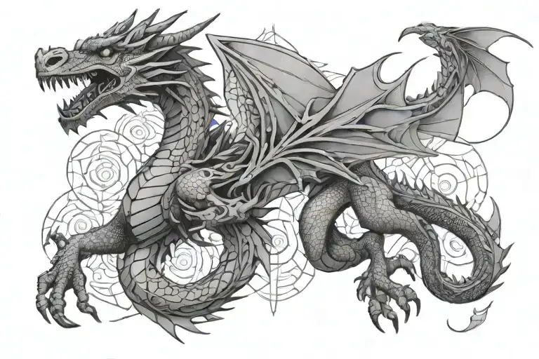 sacred geometry dragon tattoo design idea