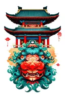 Chinese temple tattoo design idea