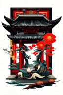 Chinese temple tattoo design idea