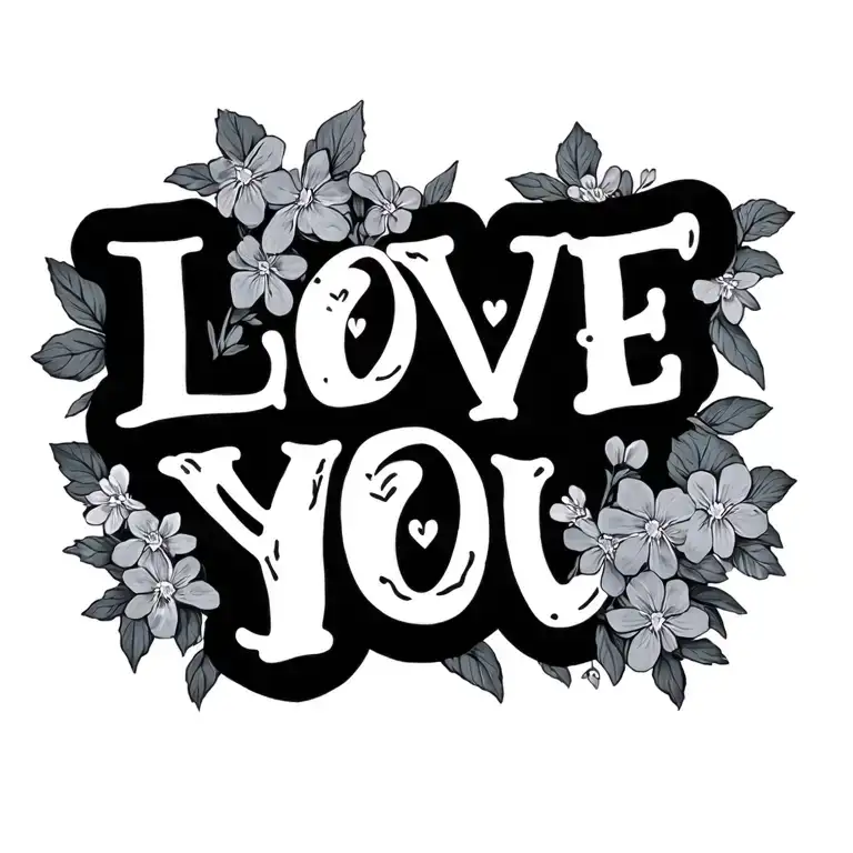 I love you in handwriting with forget me nots tattoo design idea