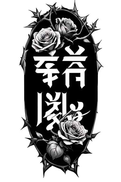 "ไม่เป็นไรนะ" i want it to have a message wrapped with roses and thorns representing a new beginning a new flower blooming tattoo design idea