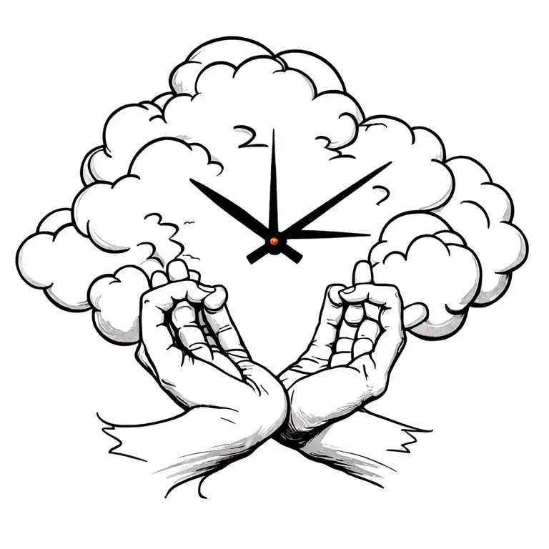 born Tattoo Clouds Clock Hands Holding Each Other Tattoo tattoo design idea