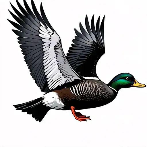 flying mallard duck tattoo design idea