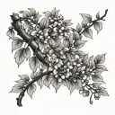 hawthorn tree branch tattoo design idea