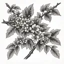 hawthorn tree branch tattoo design idea