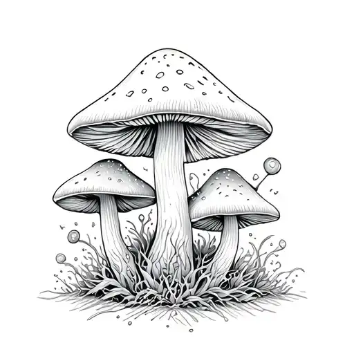 trippy mushrooms tattoo design idea