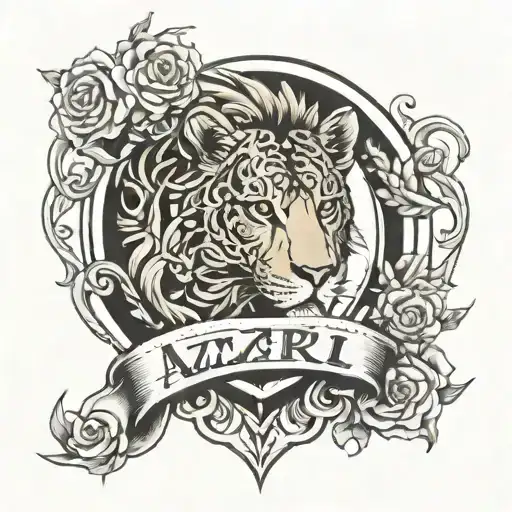 Upper arm tattoo dedicated to first born son named Azari who was born on 16/04/2023 tattoo design idea