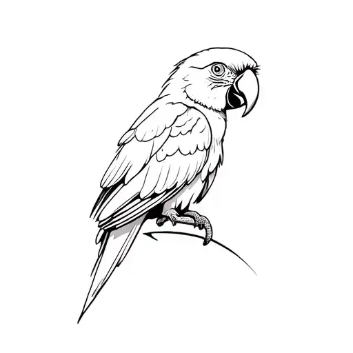 scarlet macaw perched tattoo design idea