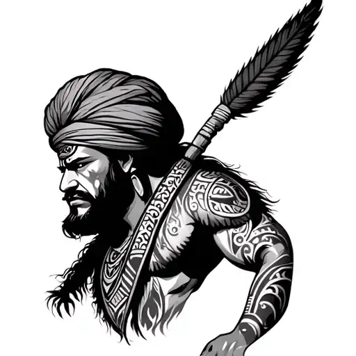 maori with loin sikh warrior tattoo design idea