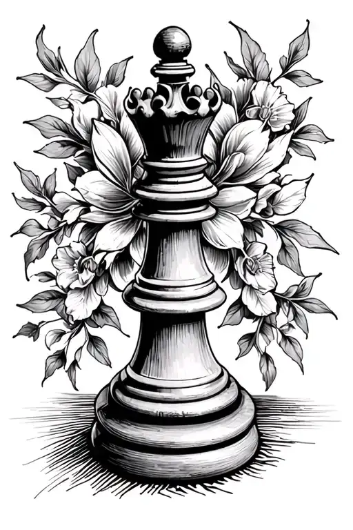 queen chess piece tattoo design idea