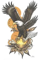eagle and sun setting Philippine sun tattoo design idea