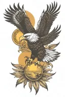 eagle and sun setting Philippine sun tattoo design idea