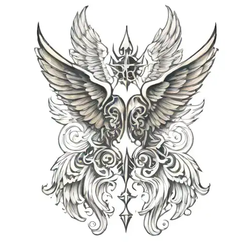 good and evil wings, devil and angel wings on my back tattoo design idea