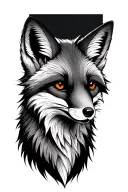 fox dark lines one ear folded tattoo design idea
