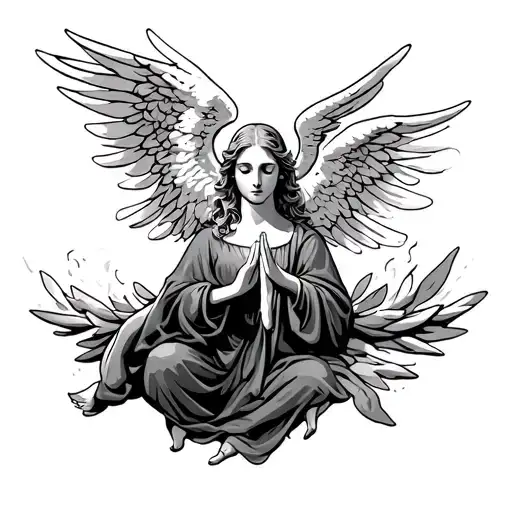 angel blessing someone with a gif of light tattoo design idea