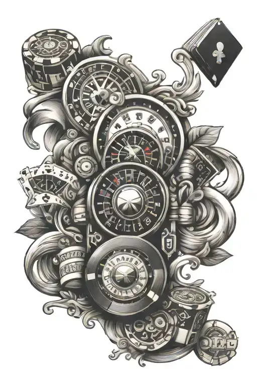 Casino arm theame and gambling tattoo design idea